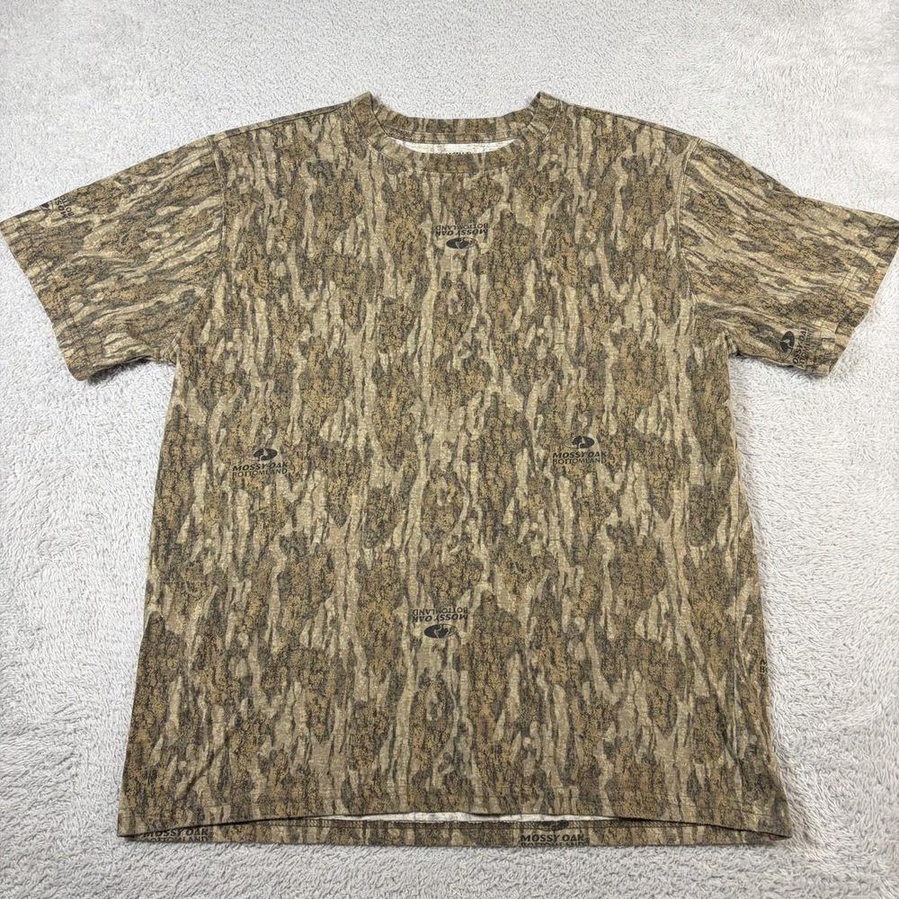 Magellan Camo Shirt Mens Large Mossy Oak Bottom Land Pattern Short Sleeve